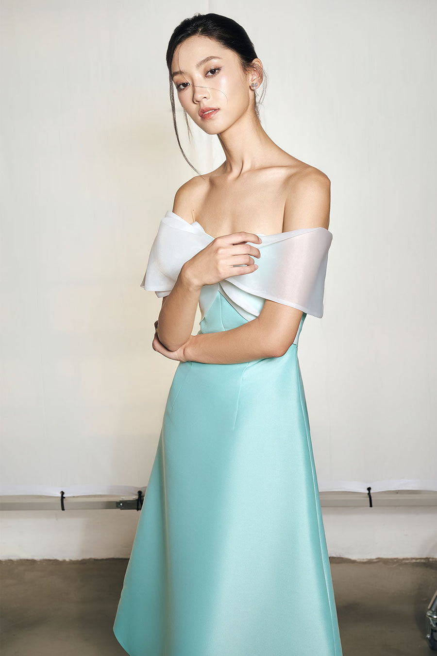 Chantel A-line Off-Shoulder Taffeta Midi Dress Midi Dress Armous