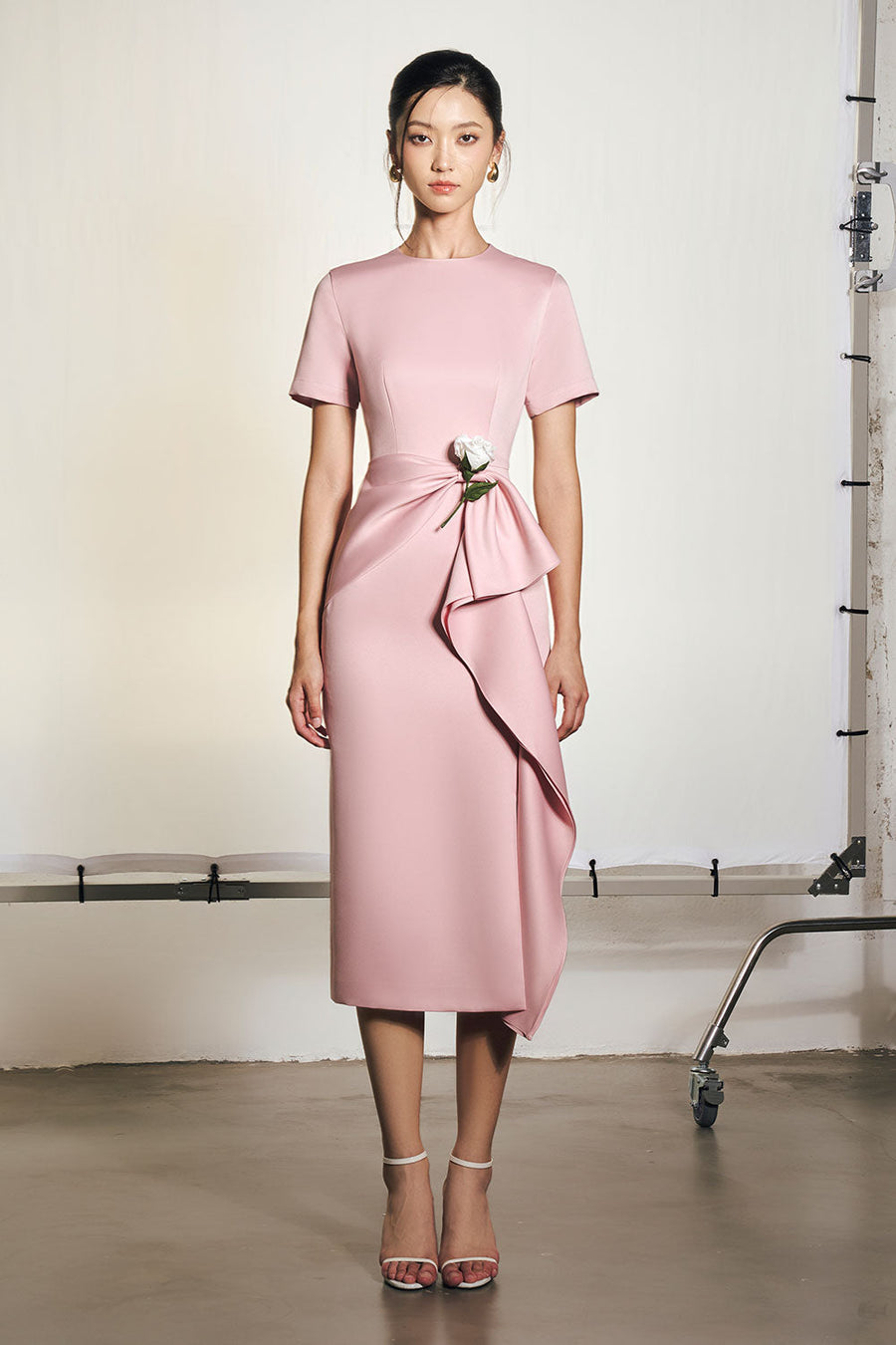 Stella Sheath Draped Polyester Midi Dress Midi Dress Armous