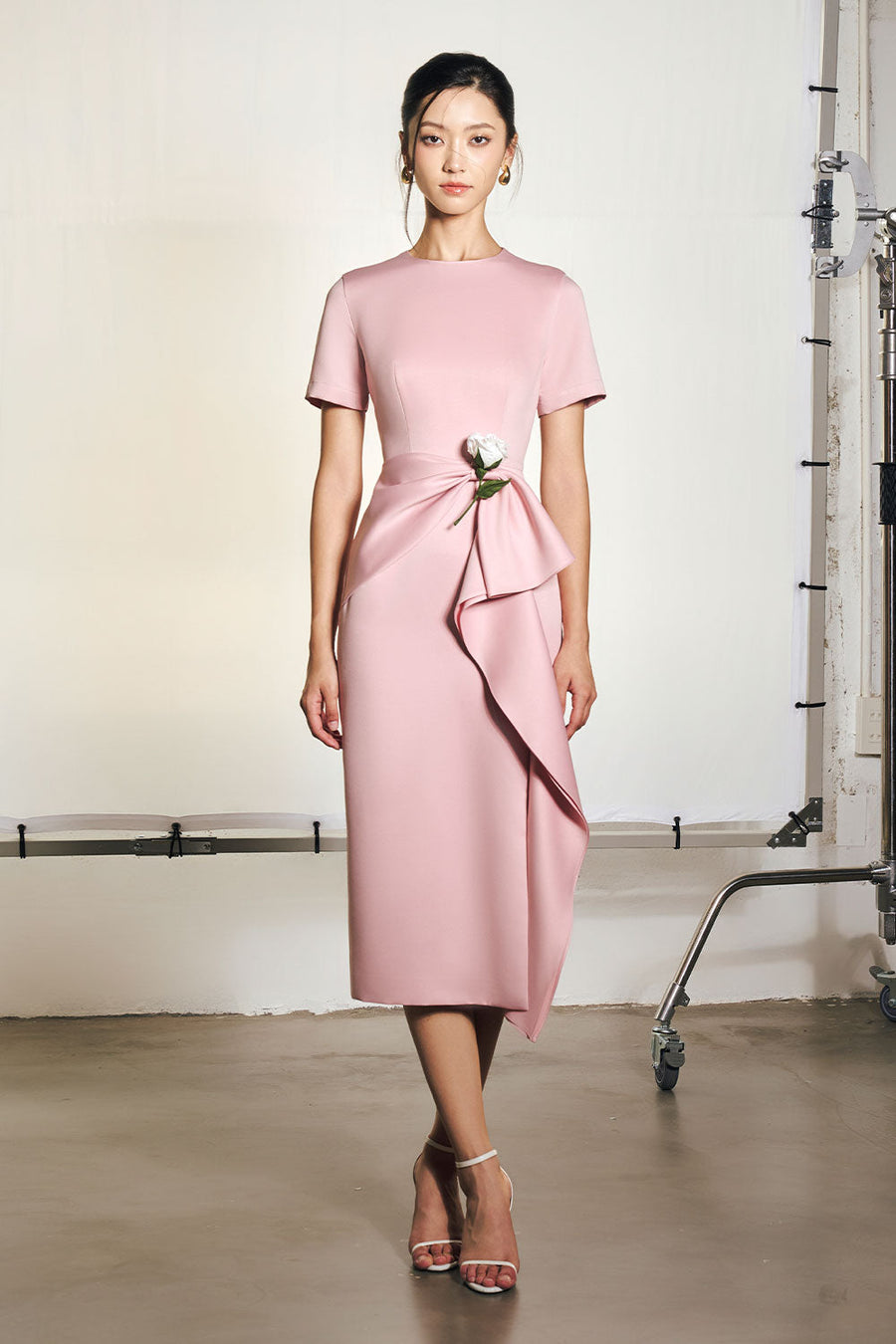 Stella Sheath Draped Polyester Midi Dress Midi Dress Armous