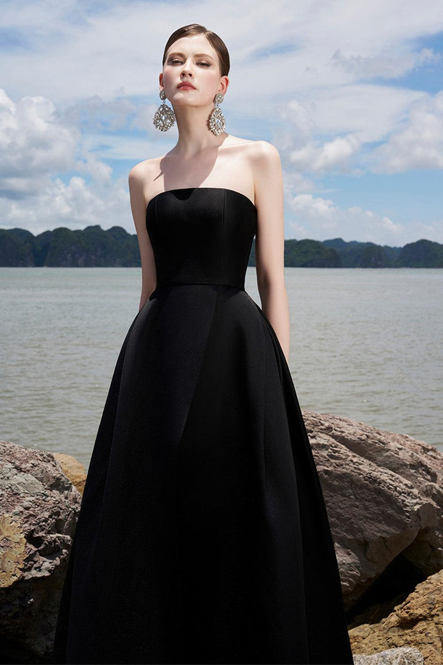 Clara Ball Gown Straight Across Neck Taffeta Maxi Dress 18