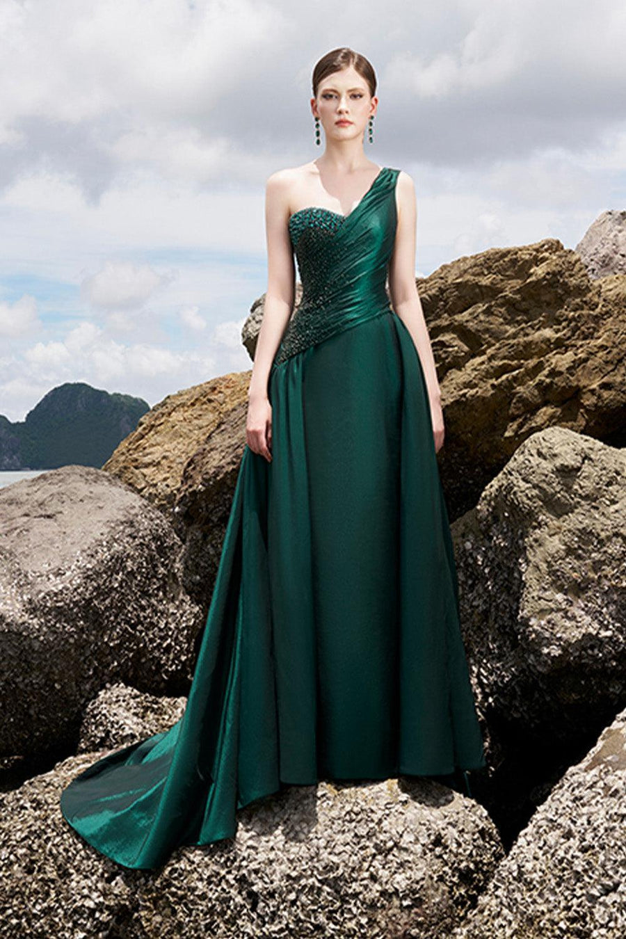 Cuevas Asymmetric One Shoulder Taffeta Floor Length Dress 7