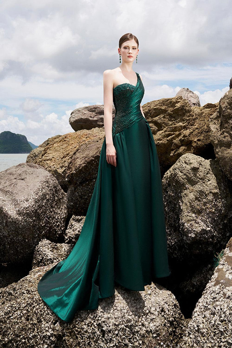 Cuevas Asymmetric One Shoulder Taffeta Floor Length Dress 6