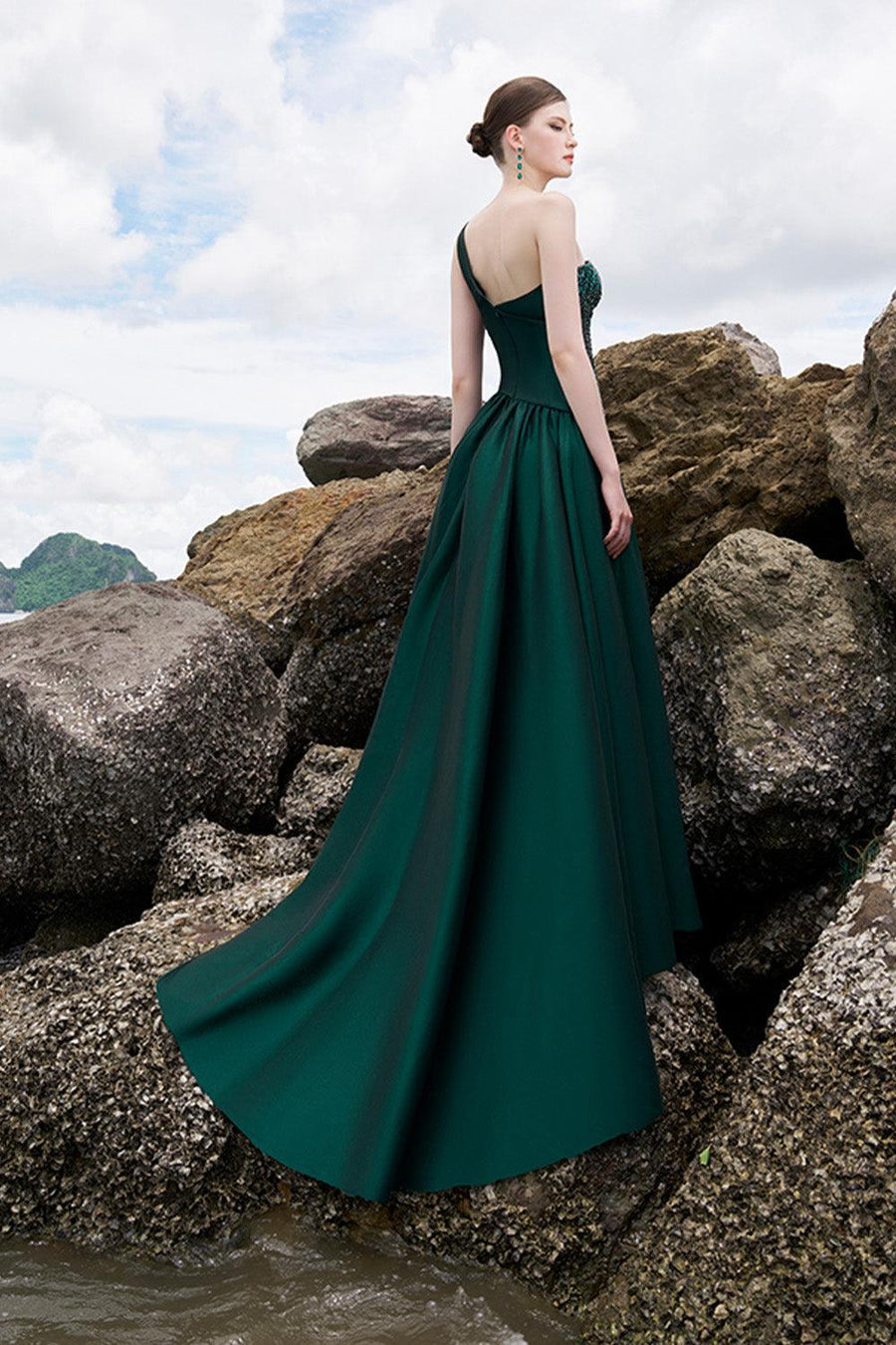Cuevas Asymmetric One Shoulder Taffeta Floor Length Dress 5