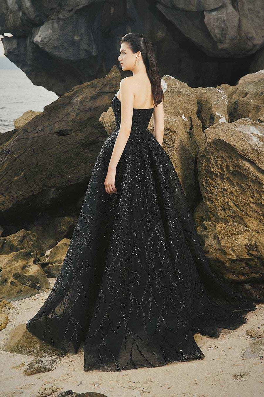 Harley Ball Gown Semi-Heart Neck Taffeta Floor Length Dress