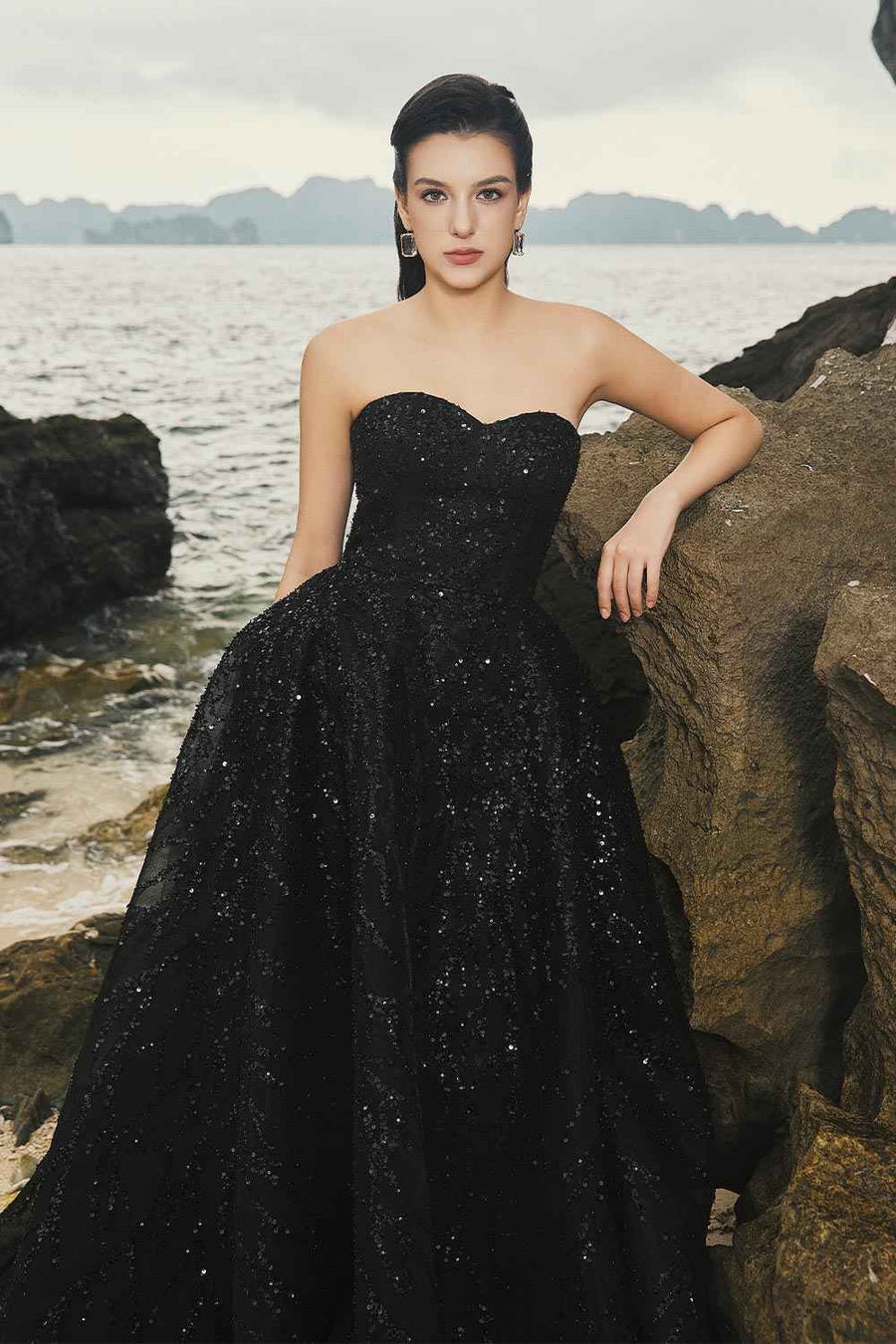 Harley Ball Gown Semi-Heart Neck Taffeta Floor Length Dress