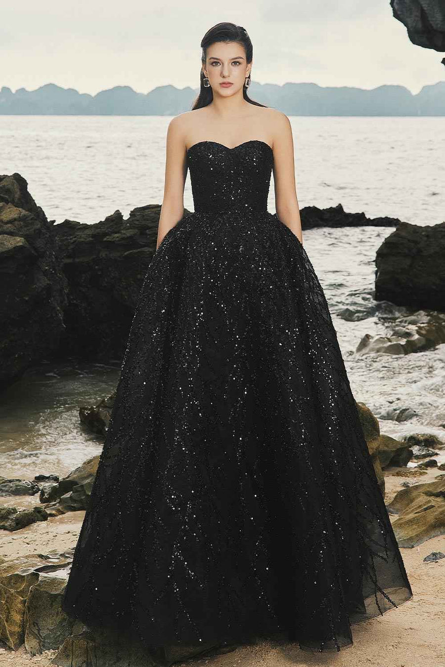 Harley Ball Gown Semi-Heart Neck Taffeta Floor Length Dress