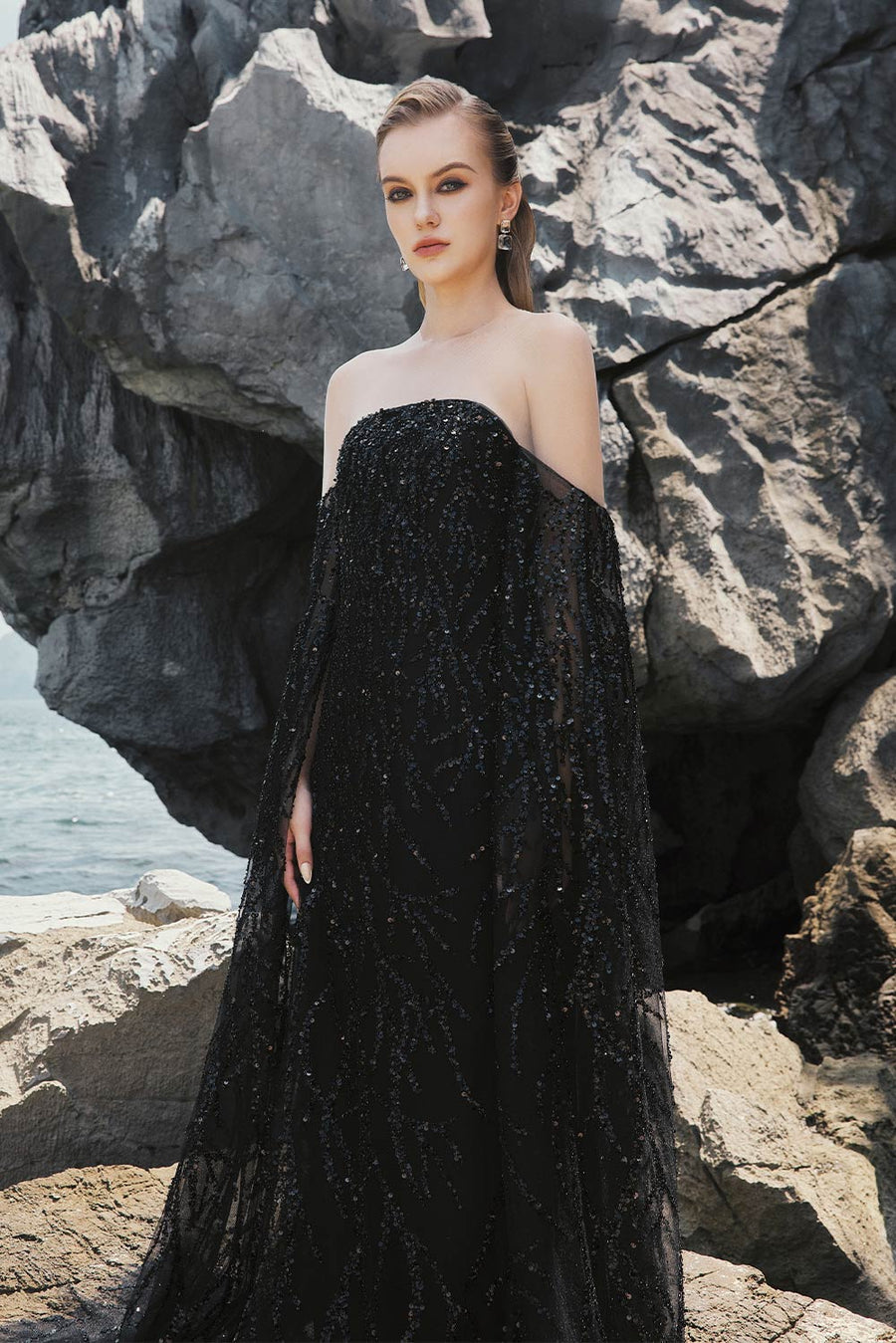Ramona A-line Illusion Neck Tulle Floor Length Dress 3