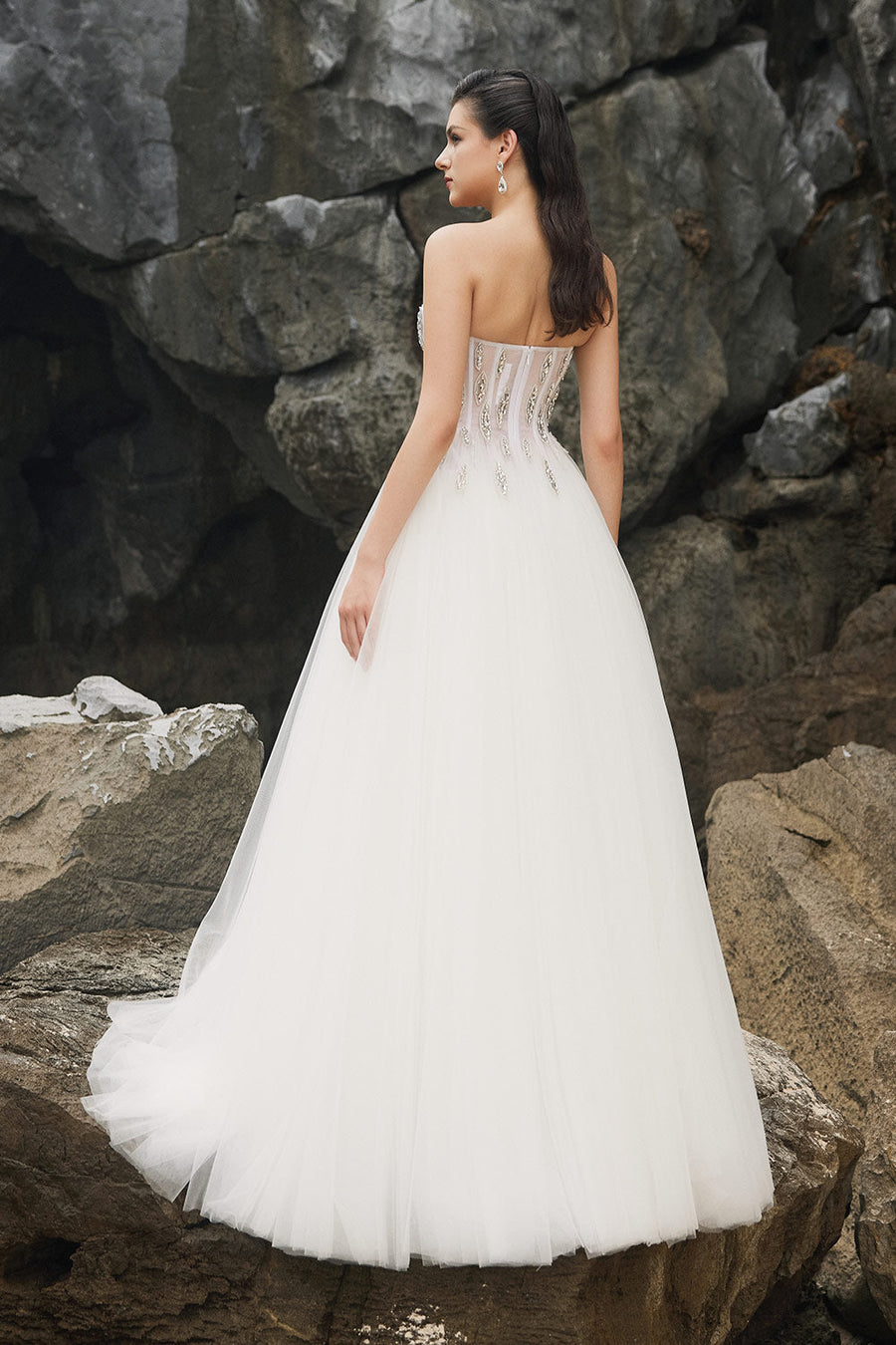 Amora Ball Gown Semi-Heart Neck Tulle Floor Length Dress 4