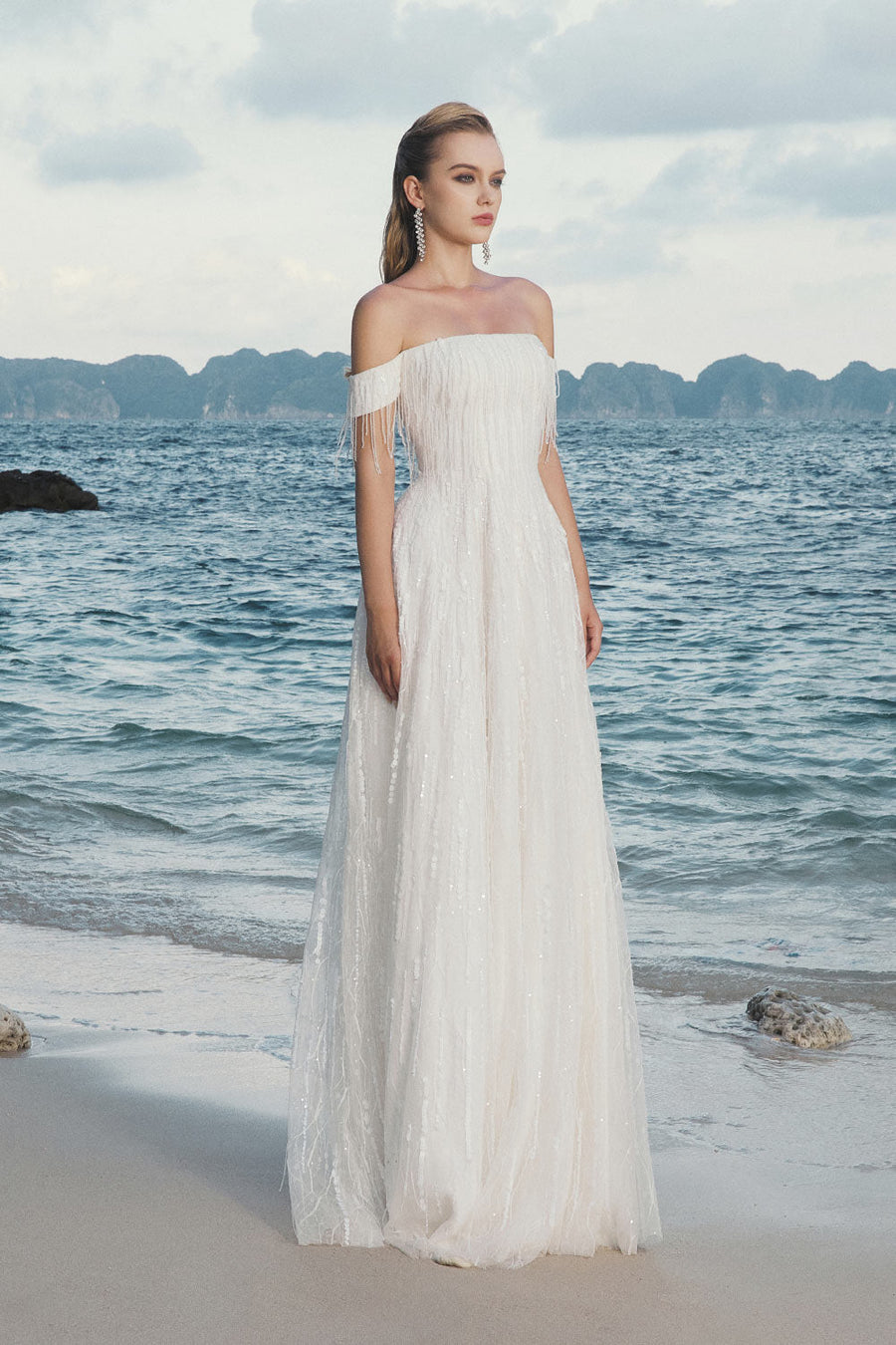 Eleanor A-line Fringed Tulle Floor Length Dress 5