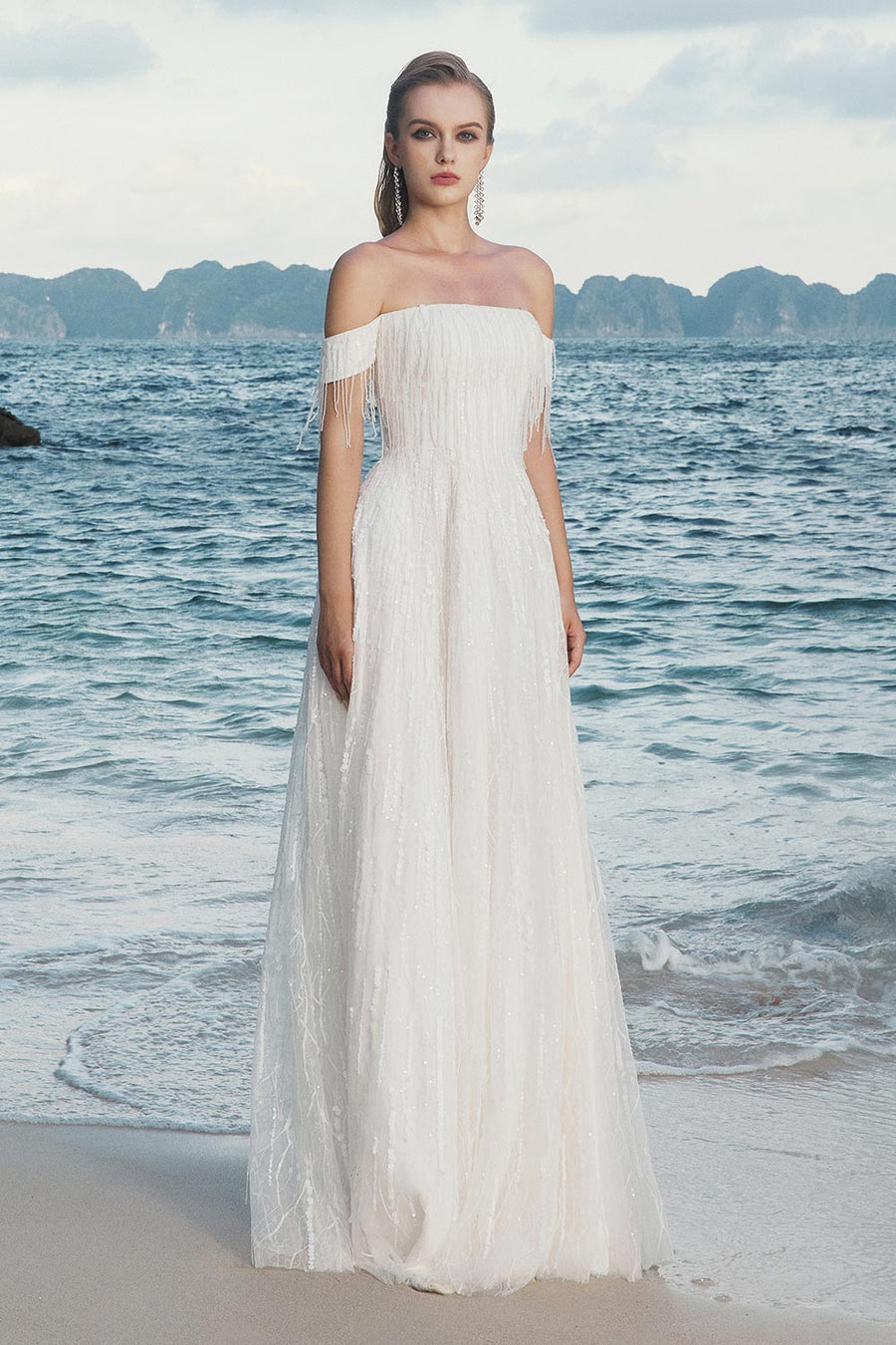Eleanor A-line Fringed Tulle Floor Length Dress 1