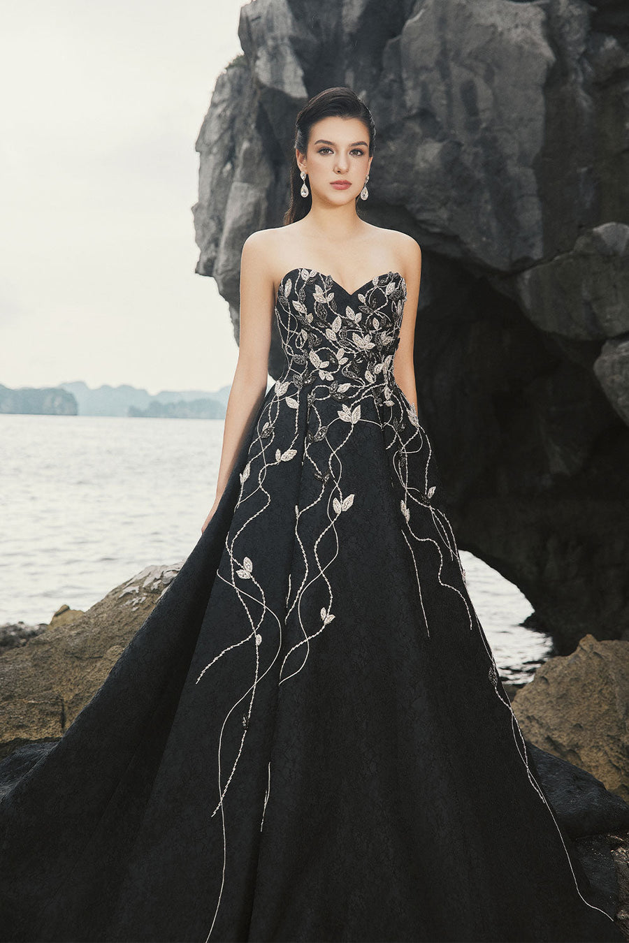 Kaylee Ball Gown Sweetheart Neck Brocade Extra Long Length Dress 2