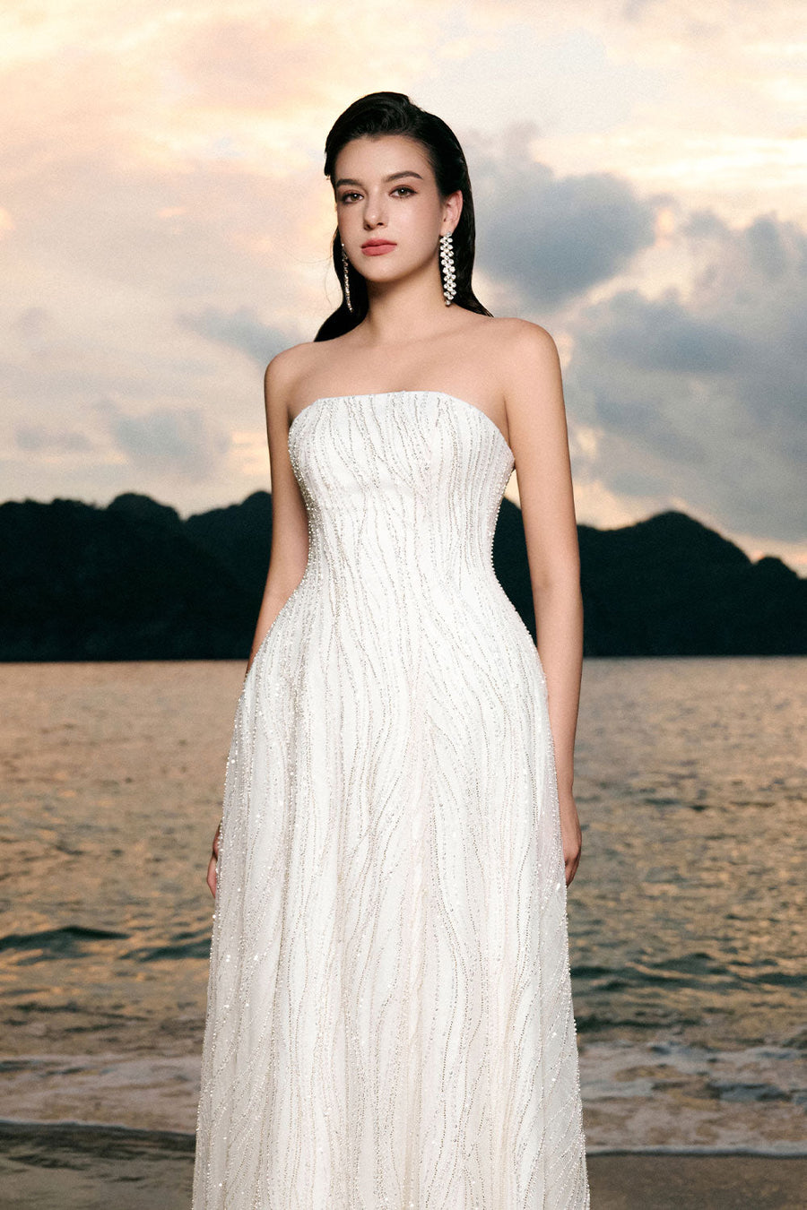 Makenzie A-line Straight Across Neck Tulle Floor Length Dress 2