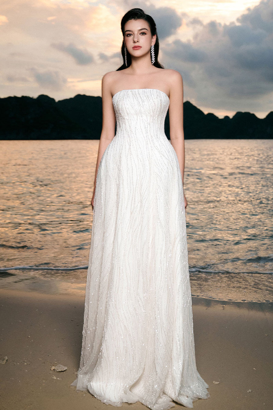 Makenzie A-line Straight Across Neck Tulle Floor Length Dress 5