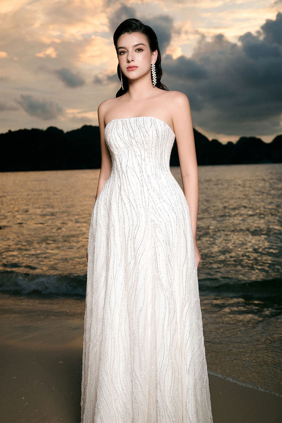 Makenzie A-line Straight Across Neck Tulle Floor Length Dress 3