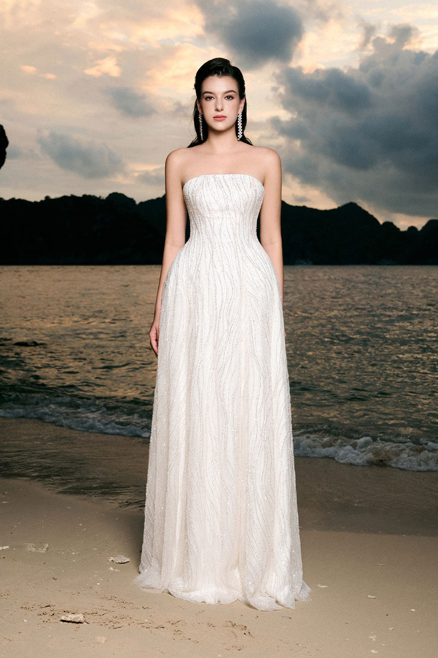 Makenzie A-line Straight Across Neck Tulle Floor Length Dress 4