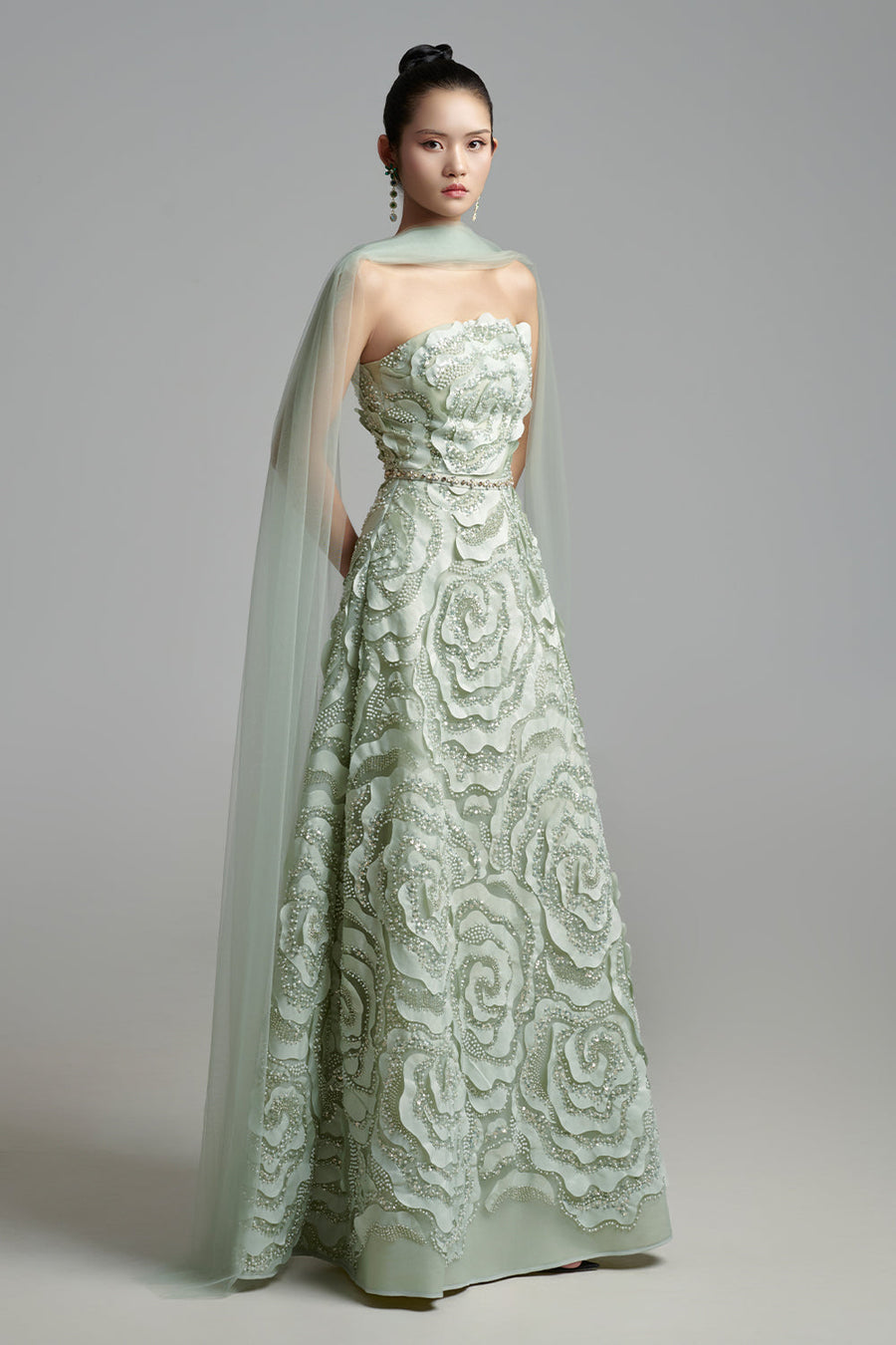Lyra A-line Scarf Neck Polyester Maxi Dress 6