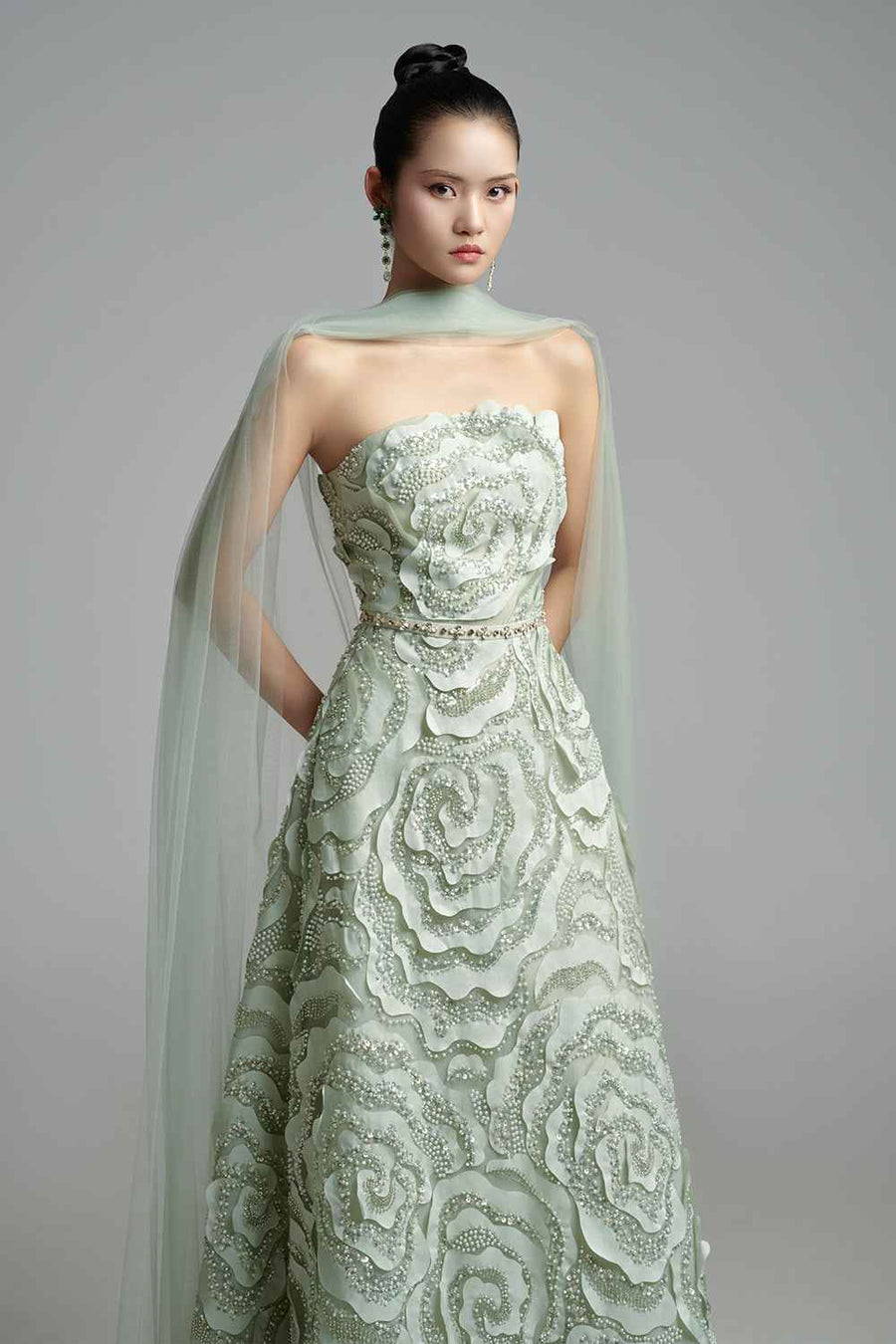 Lyra A-line Scarf Neck Polyester Maxi Dress