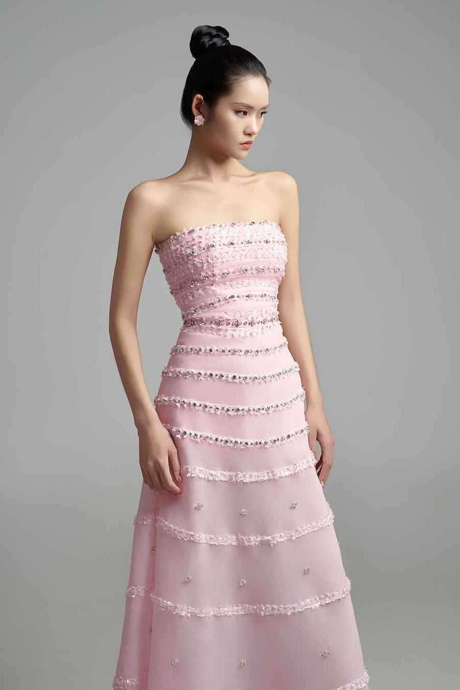 Legacy A-line Ruffle Trim Polyester Maxi Dress