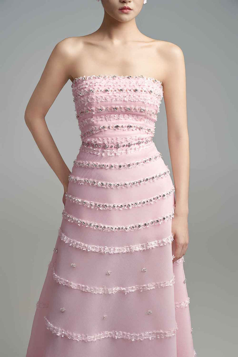 Legacy A-line Ruffle Trim Polyester Maxi Dress