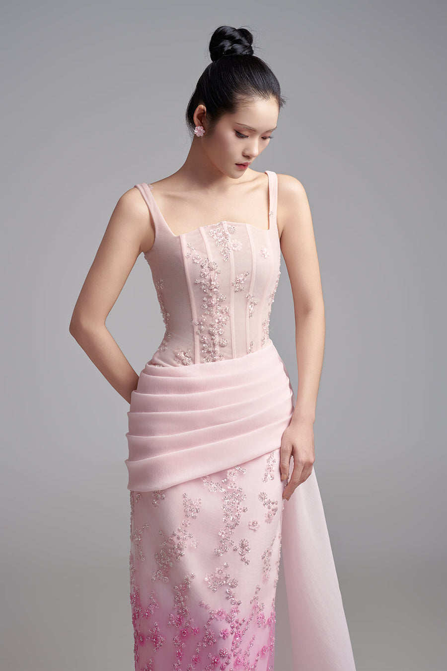 Samara Sheath Corset Waist Polyester Maxi Dress 3
