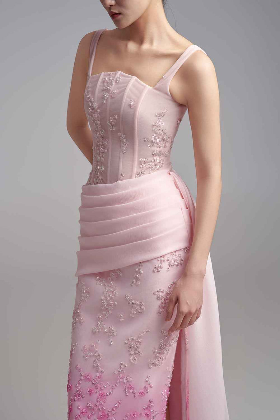 Samara Sheath Corset Waist Polyester Maxi Dress