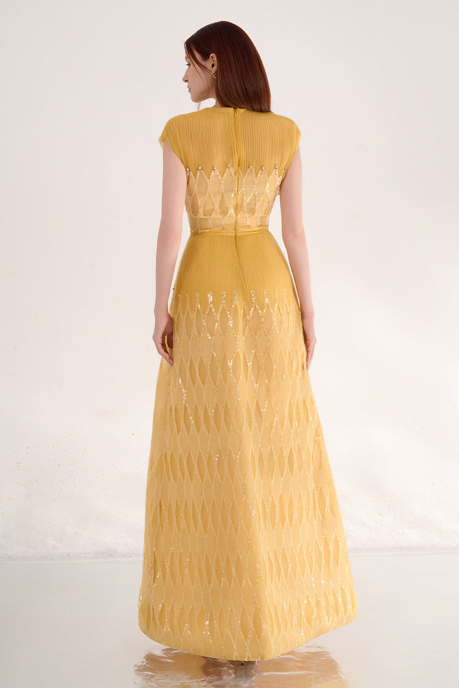 Rylee A-line Plunge Neck Polyester Maxi Dress 7