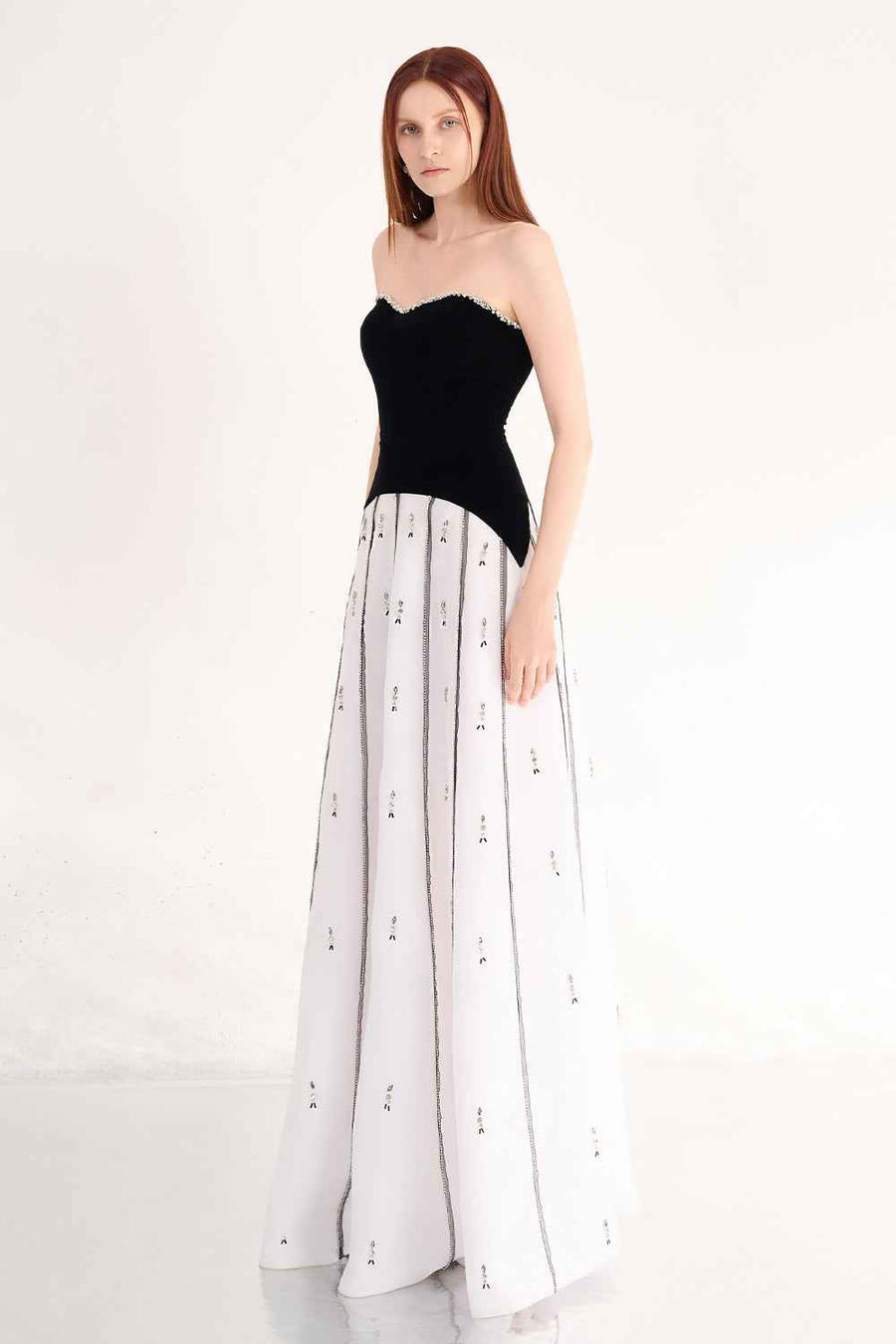 April A-line Semi-Heart Neck Polyester Maxi Dress