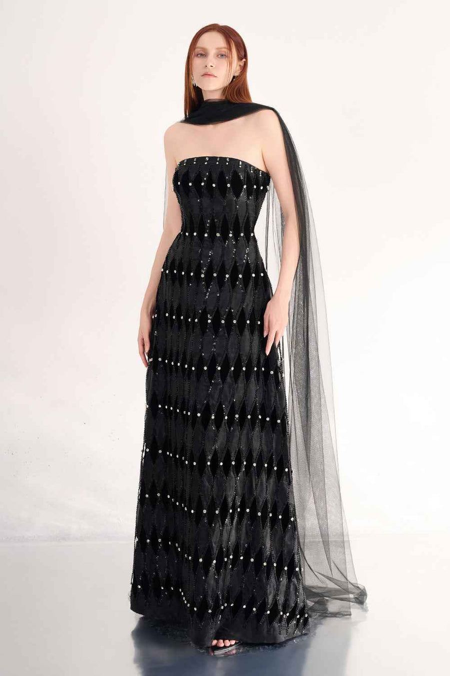 Alaiya Ball Gown Scarf Neck Polyester Maxi Dress