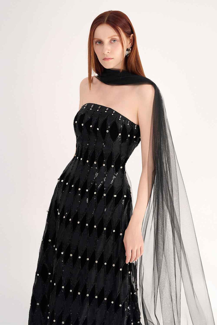 Alaiya Ball Gown Scarf Neck Polyester Maxi Dress