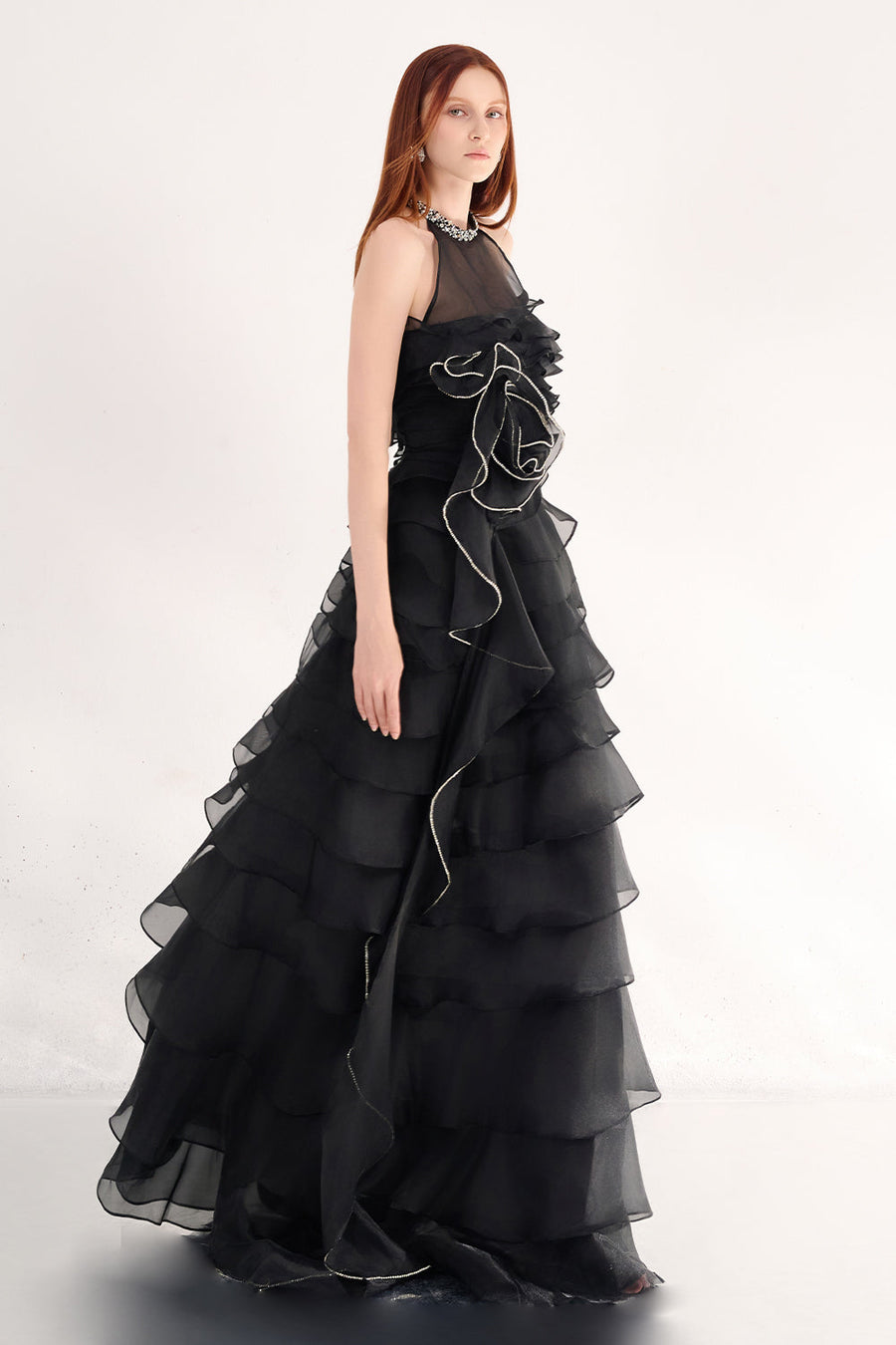 Hadley A-line Ruffle Layer Organza Maxi Dress 6