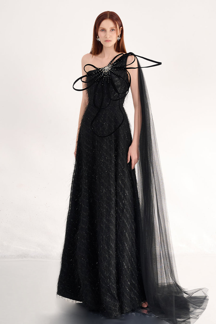 Delaney A-line One Shoulder Organza Maxi Dress 4
