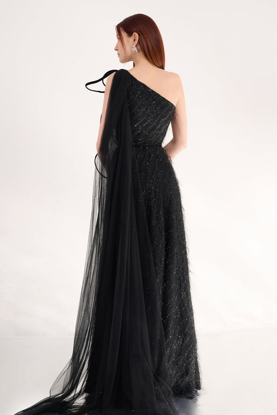 Delaney A-line One Shoulder Organza Maxi Dress 7