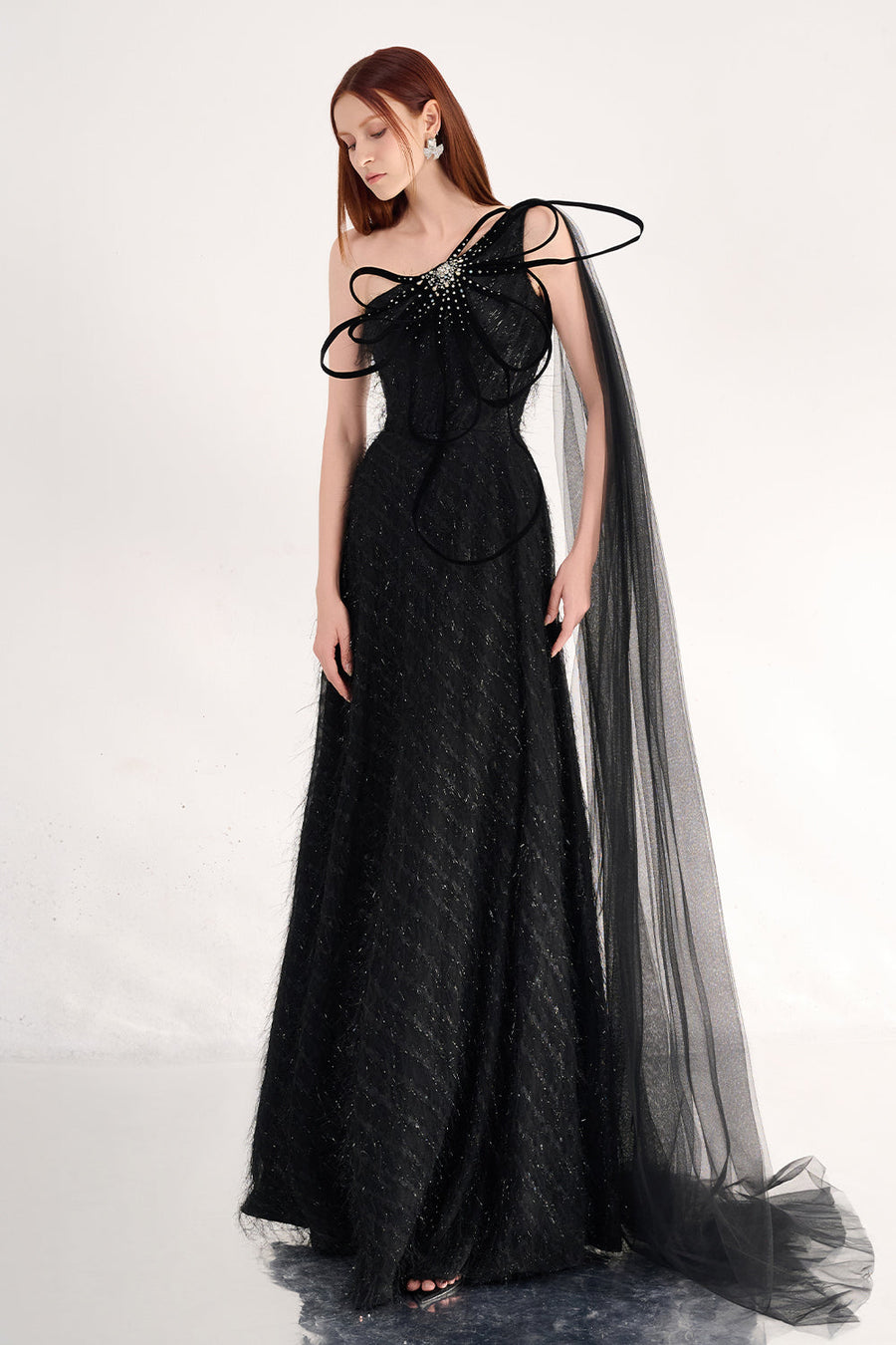 Delaney A-line One Shoulder Organza Maxi Dress 6