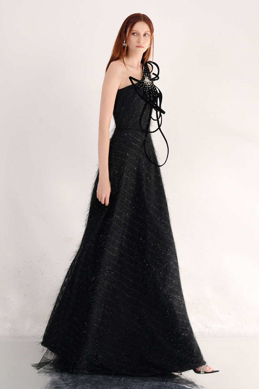Delaney A-line One Shoulder Organza Maxi Dress 5