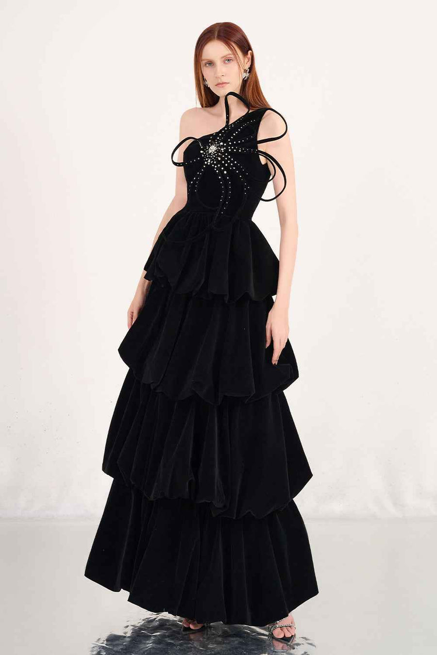 Addyson Bubble Layered Velvet Maxi Dress