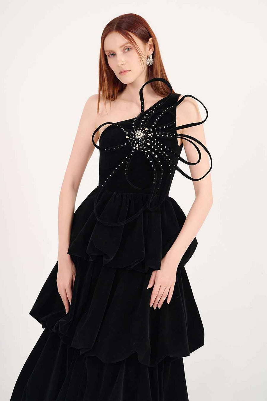 Addyson Bubble Layered Velvet Maxi Dress