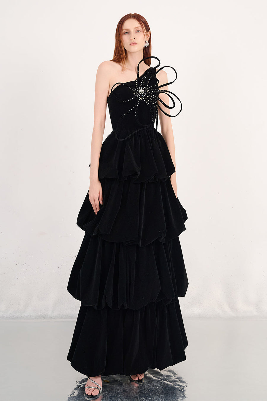 Addyson Bubble Layered Velvet Maxi Dress 6