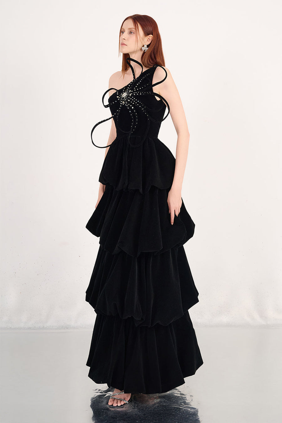 Addyson Bubble Layered Velvet Maxi Dress 7