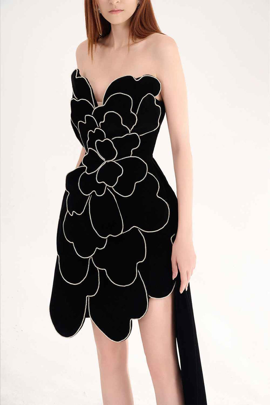 Piper Asymmetric Floral Velvet Mini Dress