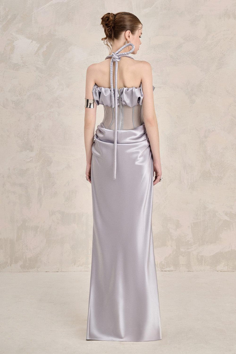 Valencia Sheath Halter Neck Silk Floor Length Dress Gown Dress LINH PHUNG