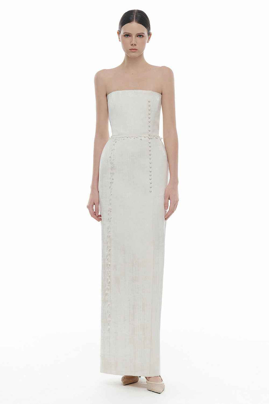 Violetta Sheath Button Maxi Dress