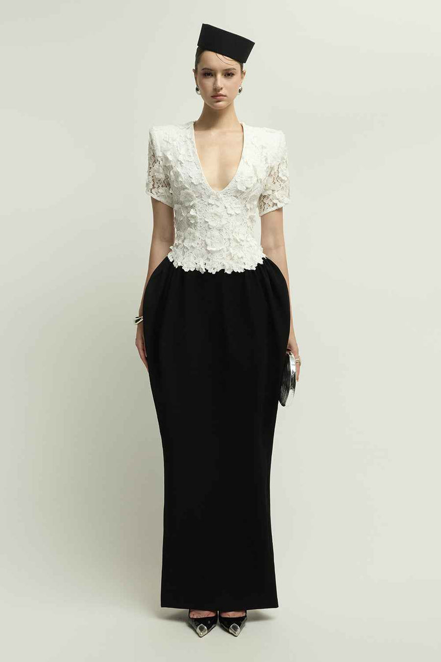 Vivien Pegged Applique Maxi Dress