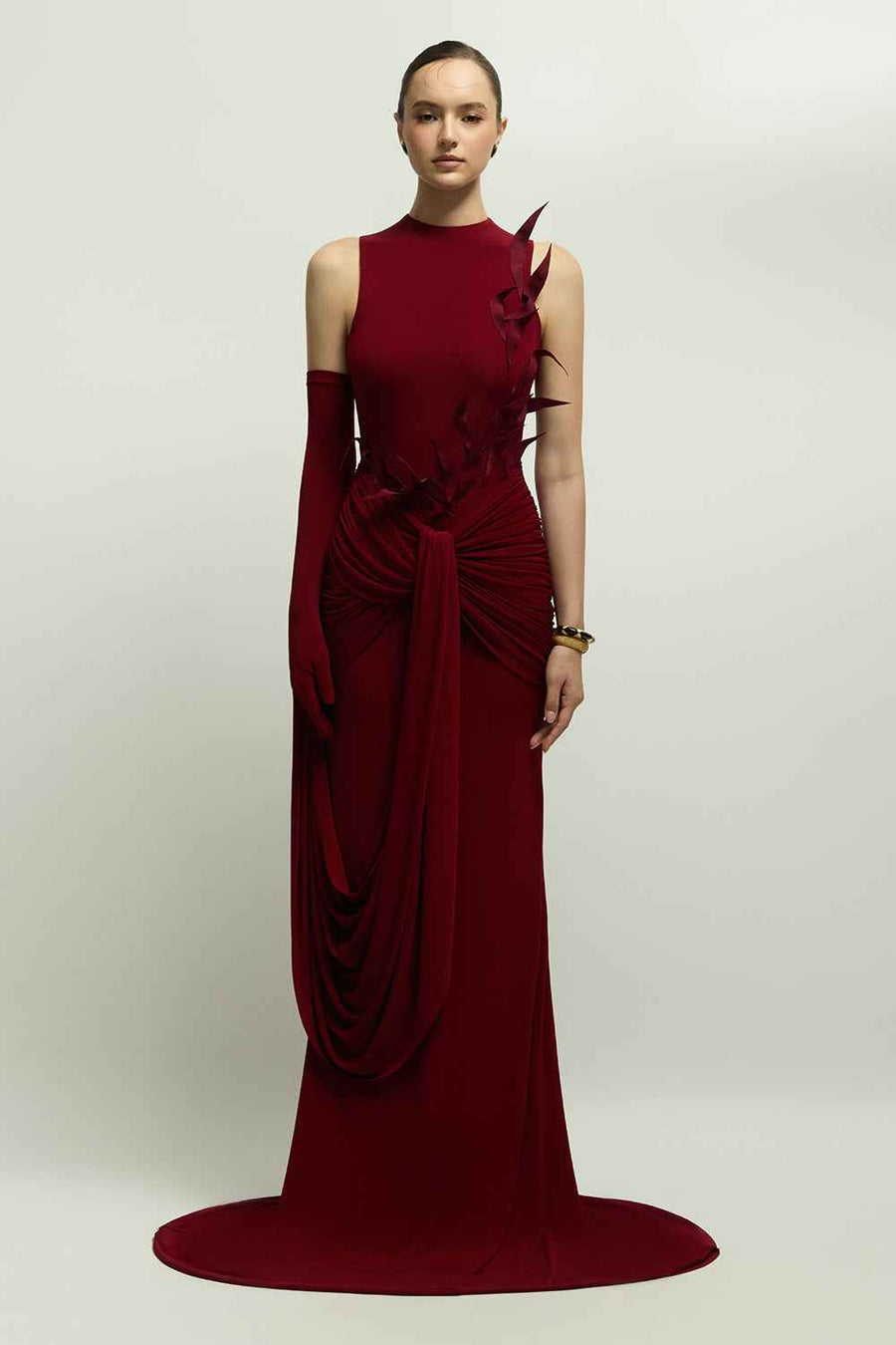 Voltaire Glove Sleeve Applique Maxi Dress