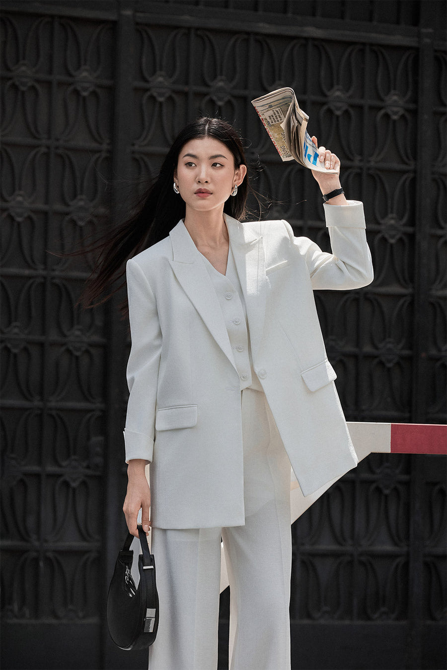Tove Straight Single Breasted Twinkle Taffeta Blazer 10