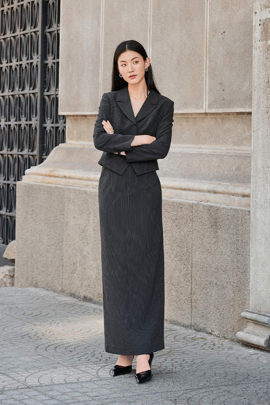 Desi Straight High Waist Polyester Maxi Skirt 6