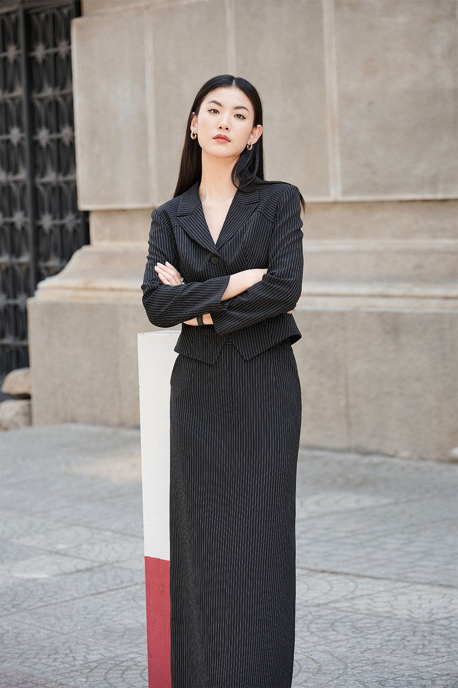 Desi Straight V-Neck Polyester Blazer 10