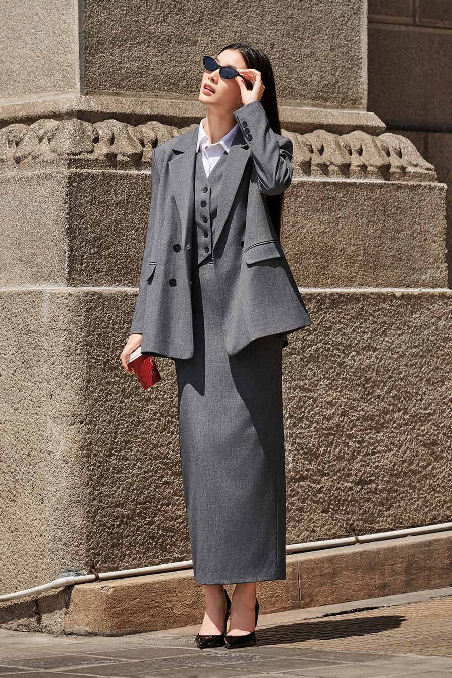 Zelda Straight Flap Pocket Wool Blend Blazer 9