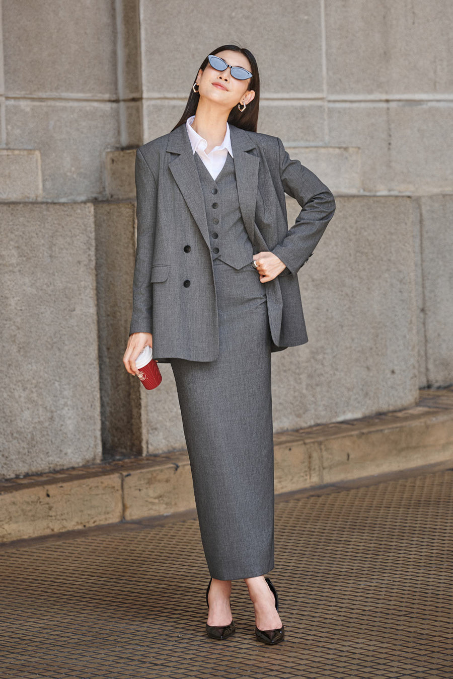 Zelda Straight Flap Pocket Wool Blend Blazer 6