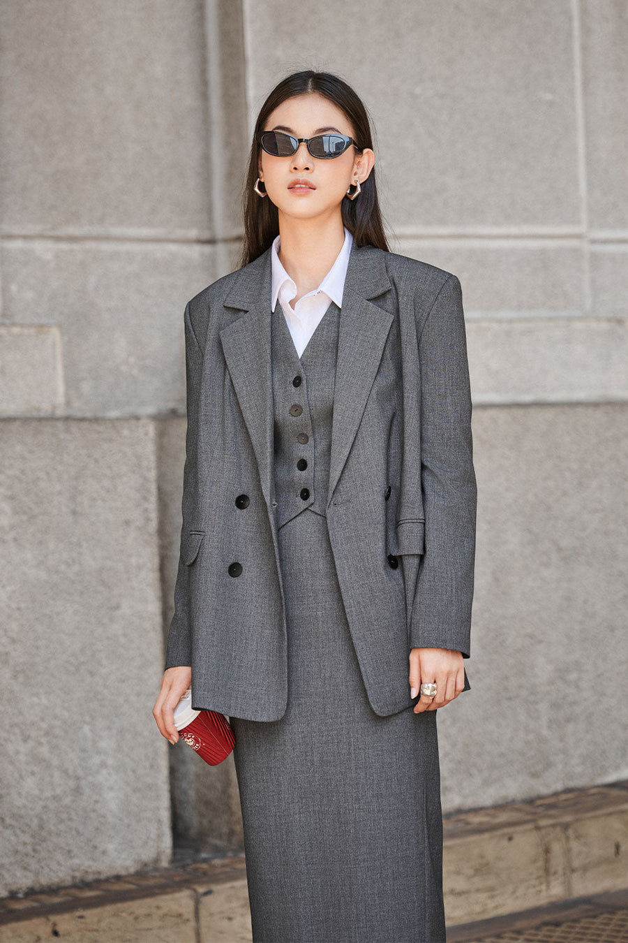 Zelda Straight Flap Pocket Wool Blend Blazer 7