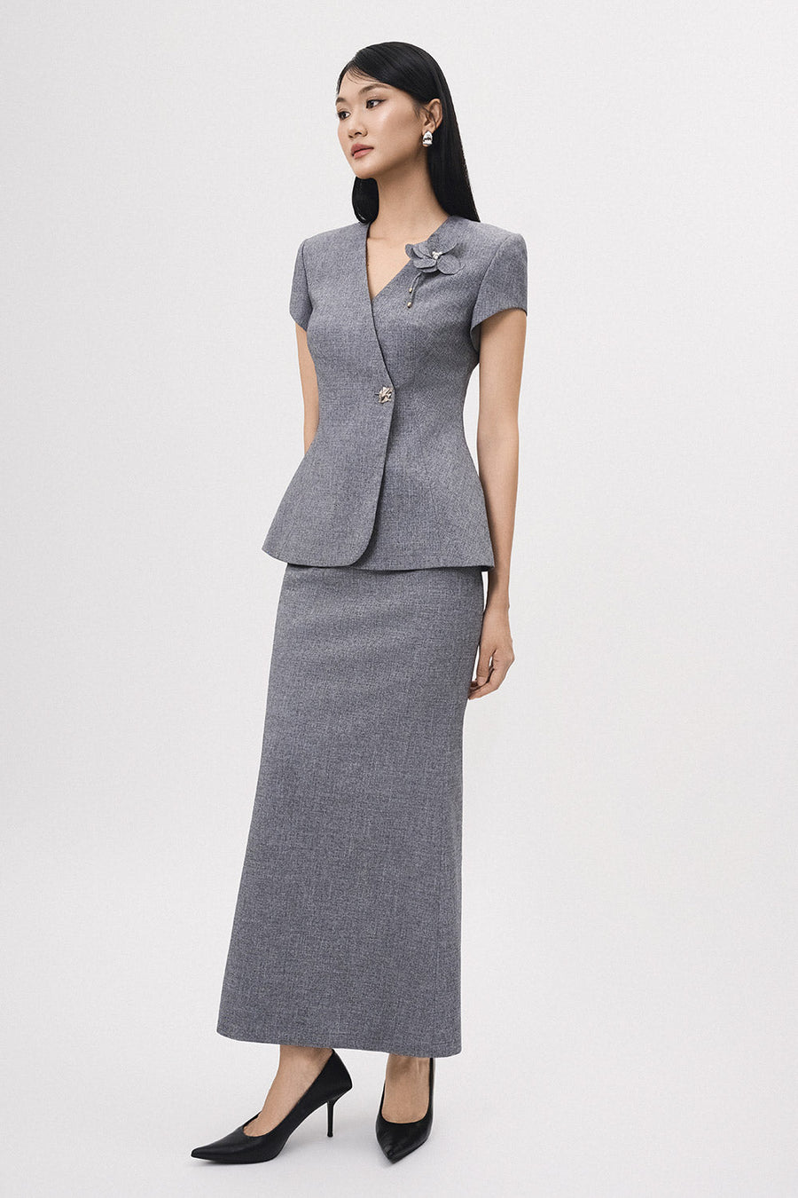 Mien Sheath Back Slit Polyester Maxi Skirt 5